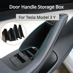 Porta Handle Storage Box para Tesla Modelo 3 Y, Frente, Voltar, Braço Bandeja Organizador, Flocado Box, Acessórios Interior do carro