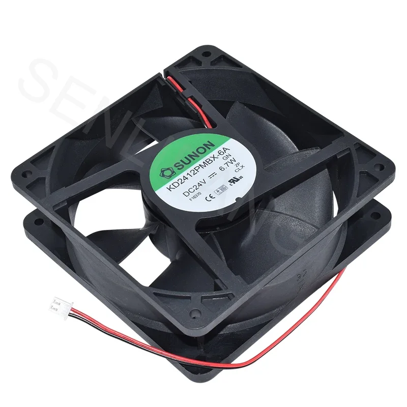 Para 24V 6.7W 0.28A KD2412PMBX-6A.GN DC 3150RPM 12cm 12038 120*120*38mm 2 Fios do Ventilador De Refrigeração