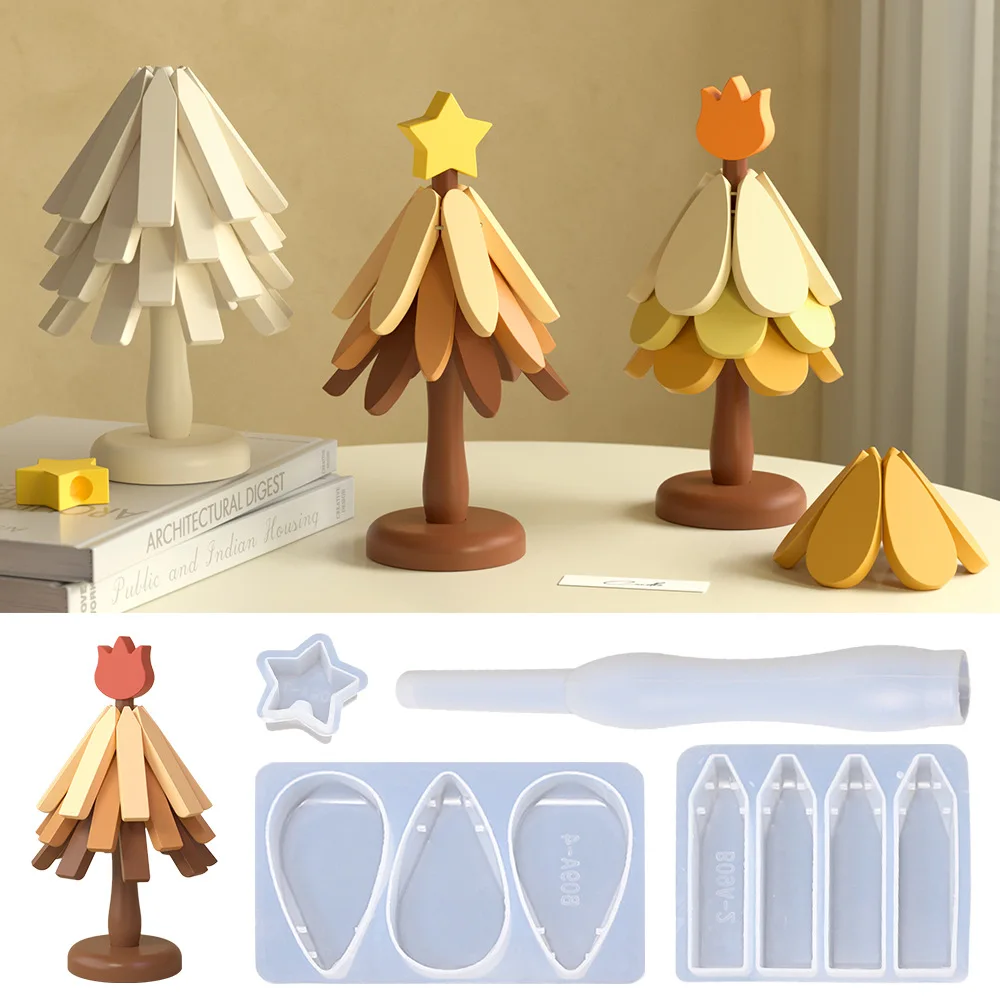 Kreative Weihnachten Baum DIY Tasse Matte Epoxy Silikon Form Hause Dekoration Anti-heiße Blume Tasse Matte Form Für Harz gips Machen
