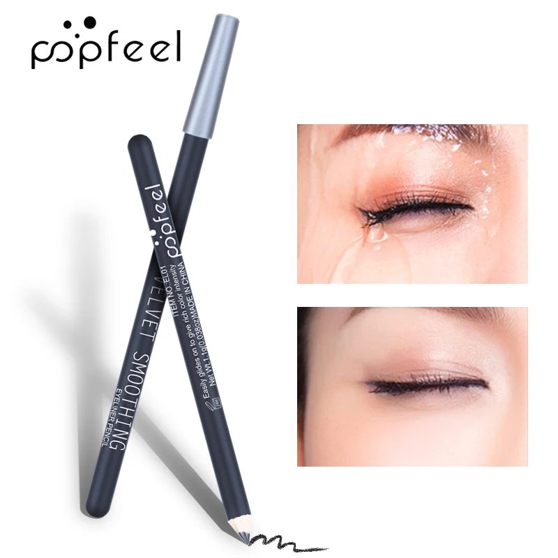 POPFEEL Wooden Black Eyeliner Pencil Easy Use Eye Makeup Eye Liner Pencil