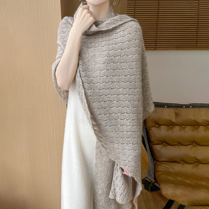 

Осень и зима, новая кашемировая шаль, женский свободный полый свитер, пальто, модный свитер-джокер, шарф из 100% шерсти