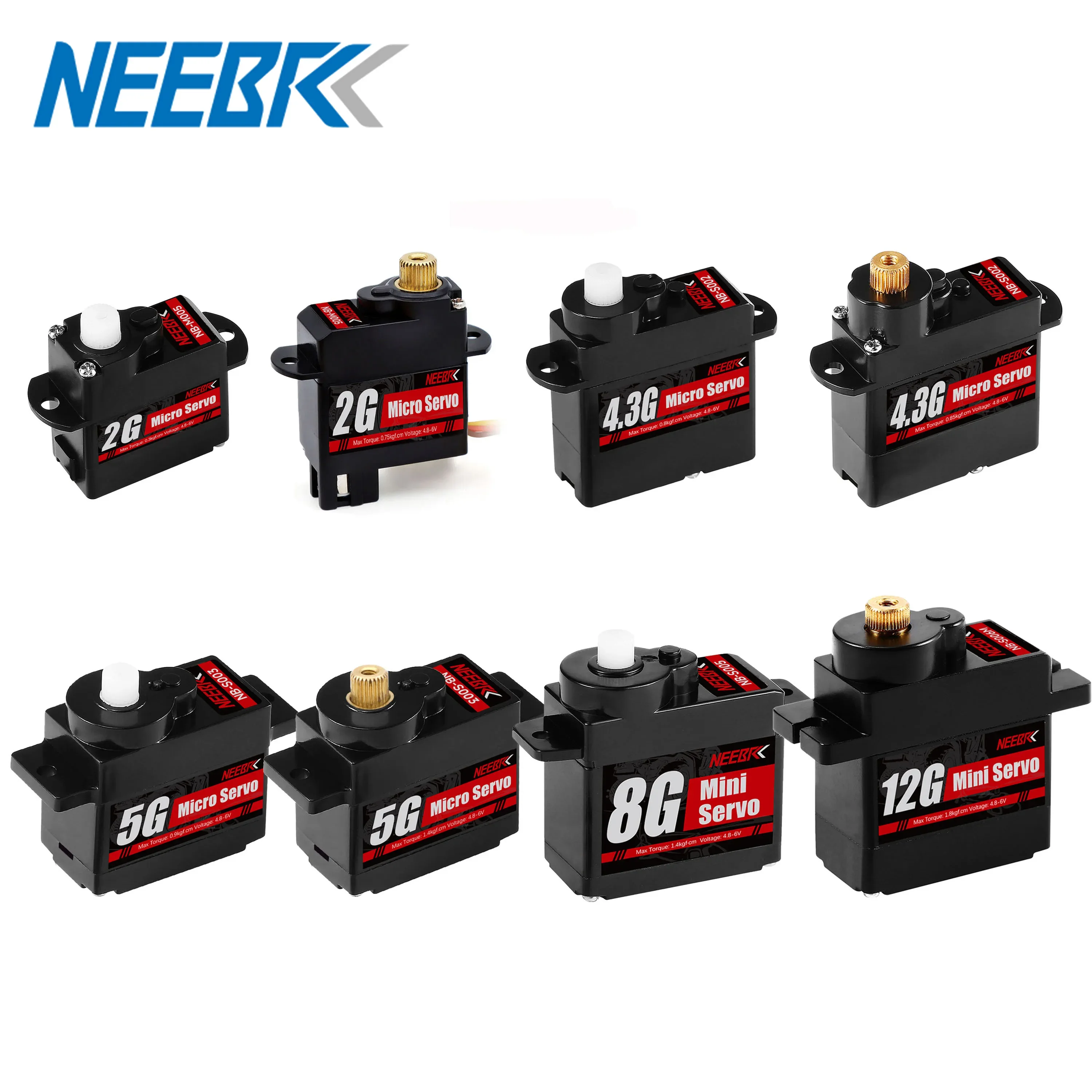 NEEBRC 2g 4.3g 5g 8g 12g Mini Digital Servo Waterproof Metal/Plastic Gear Motor for RC Car Fixed-wing Plane Helicopter Robot Toy