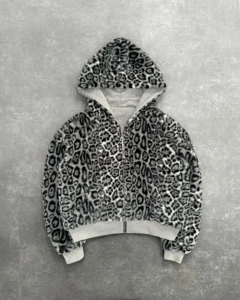 Fur Zip Up Hoodie Y2K: How This Reversible Leopard Print Sweater