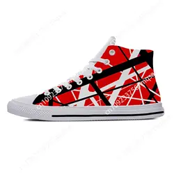 Hot EVH 5150 Stripes Guitar Metal Rock Music Band Breathable Lightweight High Top Casual Cloth Shoes Custom Men Women Sneakers