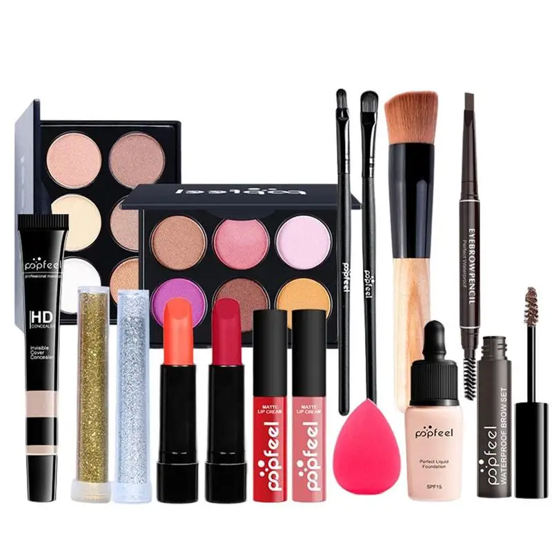 Make Up Kits Adult Complete 16-Piece Makeup Set For Beginners Portable Girls Makeup Kit All in One Makeup Gift Set for Women