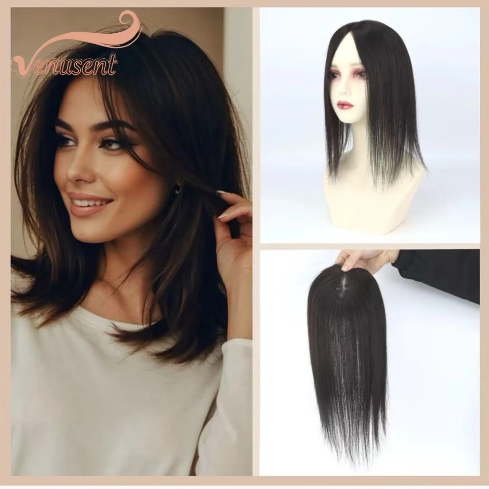 

Natureal Black Hairpieces 12x13cm Swiss Net Toupee Lace Base Topper Human Hair Topper Brazilian Remy Hair 12 inches Straight