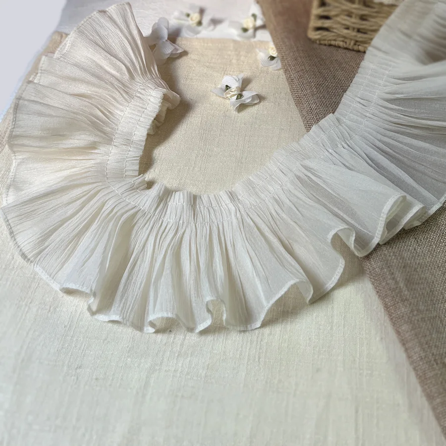 2/3/5yards/lot 10cm Thin Soft Apricot/White Lace Trim Ruffle Lace for Dress Hem Applique SC322