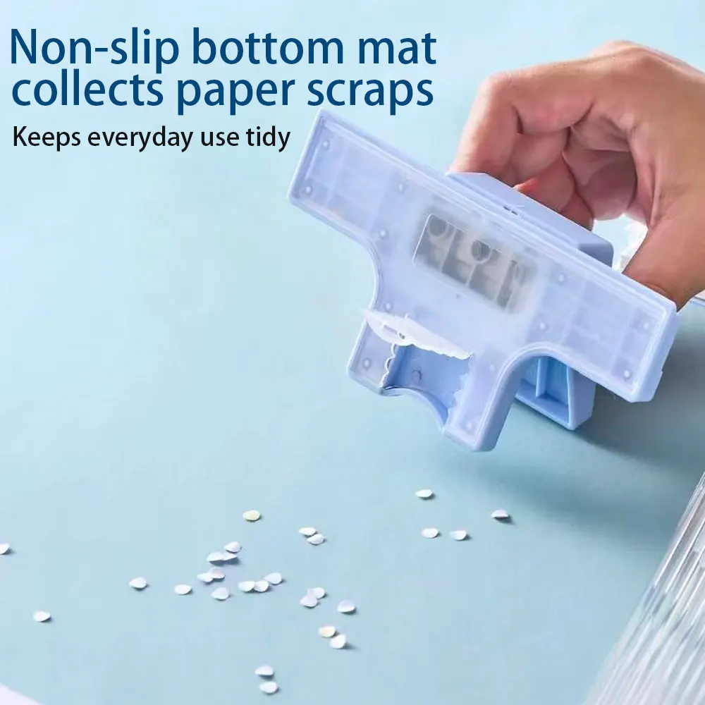 1PC multi-function 3-hole punch, small hand punch, can bind 6 sheets of paper, suitable for scrapbooking and paper crafting.