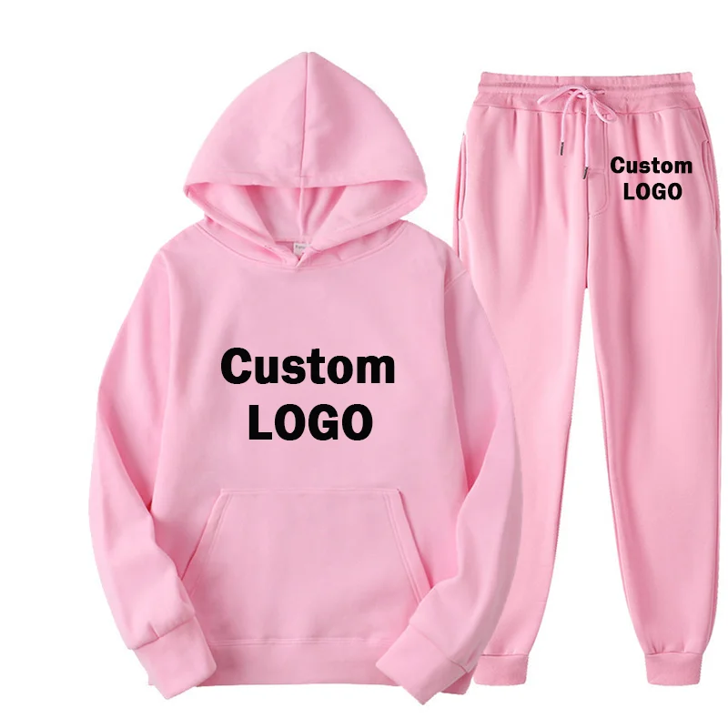 Customized  Hoodie Autumn Men's Women's Tracksuit ​Set Hoodie + Pants Fleece Warm Sportwear Homme Streetwear Suit Women Clothing