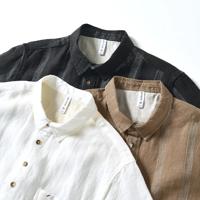 New Designer Short-sleeve Casual Pure Linen Brand Shirts For Men Fashion Comfortable Top Clothes Enlareged Size Camisa Masculina
