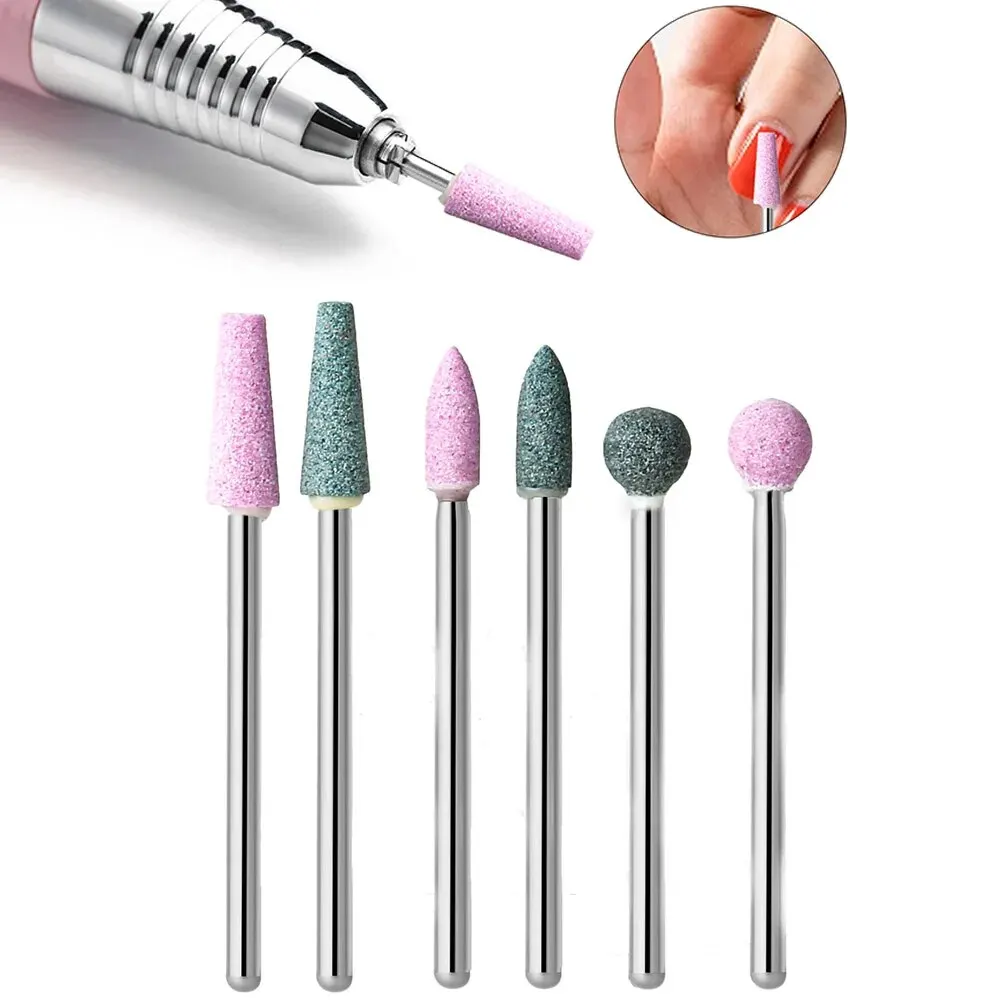 Jeu de forets à ongles, 6 pièces, limes de manucure électriques en pierre, outils de nettoyage des cuticules, bavures, pédicure, enlever les accessoires de Gel