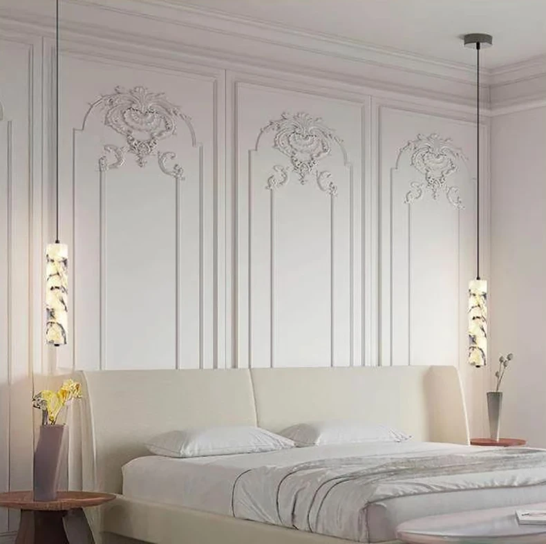 Cylinder Natural Marble Chandelier Dimmable Art Indoor