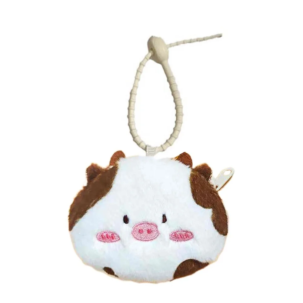 

Сумка для ключей, сумка для наушников с изображением коровы, сумка с енотом, кулон, кошелек для монет, милый кошелек с животным, подвеска для хранения мелочей