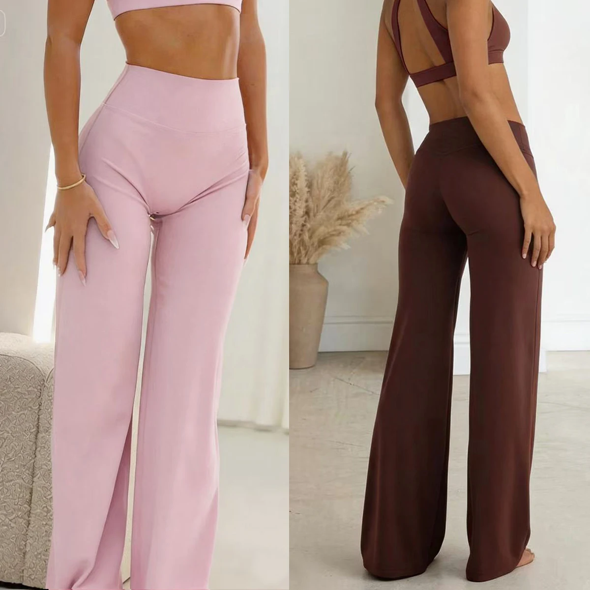 Calças Legging de Perna Larga CSB 2026 para o Verão, Calças Retas Femininas, Roupas de Fitness e Academia, Calças Casuais Versáteis