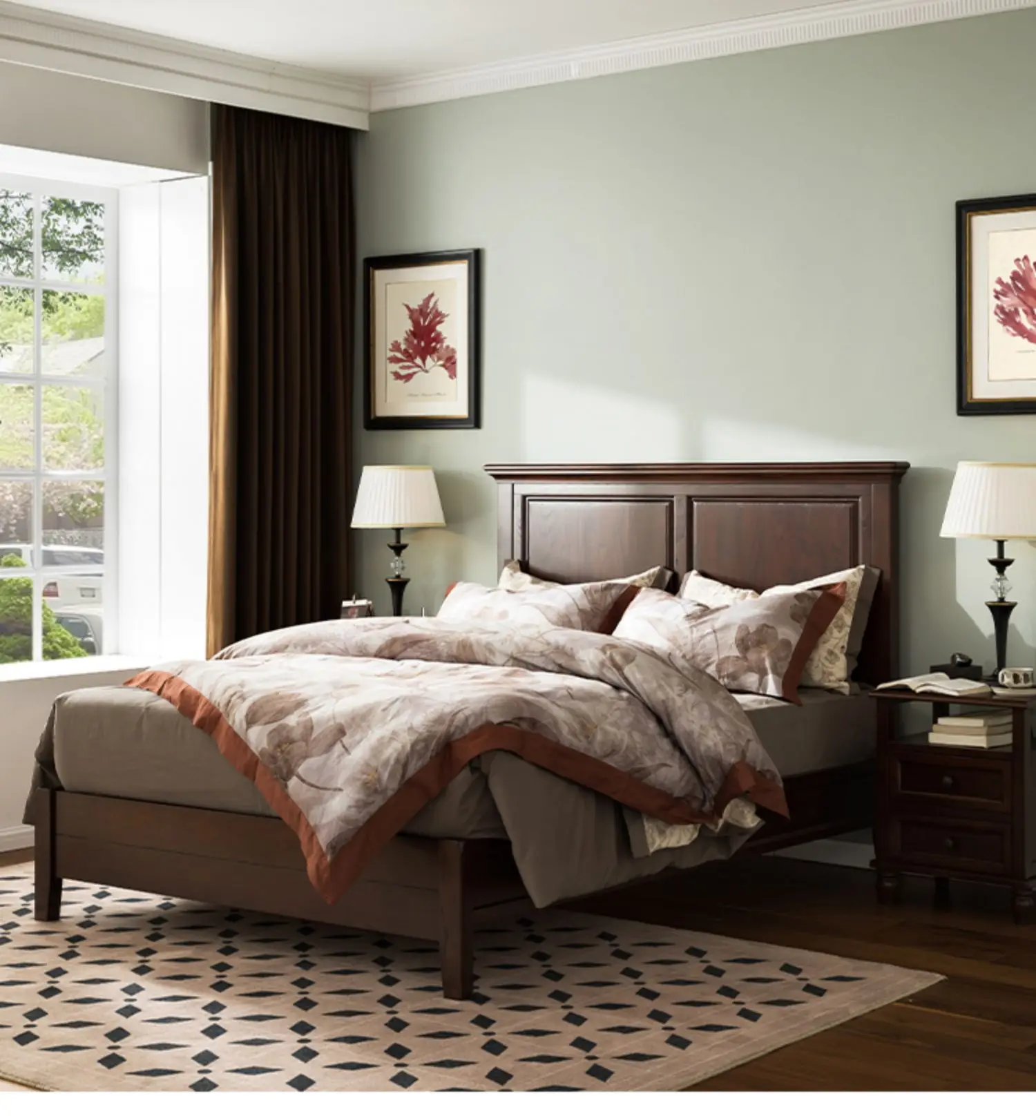 

Solid wood double bed master bedroom queen bed ash wood simple beauty furniture pure 1.8 meters