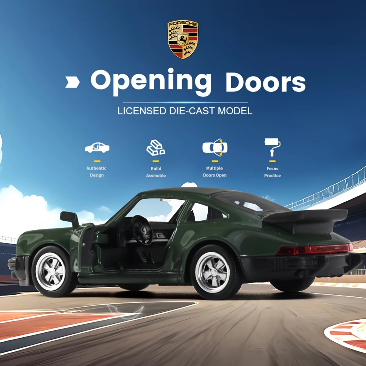

1/36 Scale Porsche 911 Turbo Toy Car Model Retro Racing with Pull Back Scale Alloy Diecast Model Car Toy Boy Gift Collection