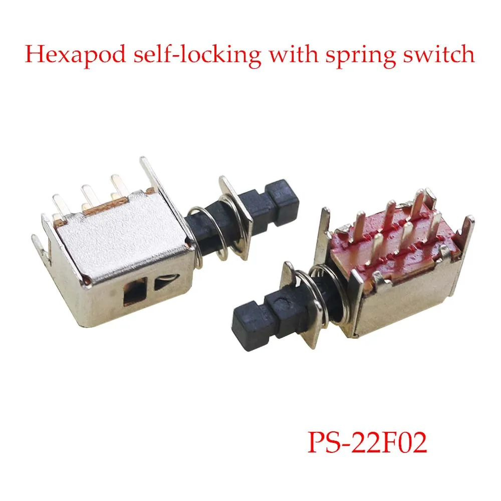 1PC PS-22F03 PS-22F02 Right Angle PCB Latching Push Button Switch with Cap DPDT Double Pole Self/No-Locking Key Power 6Pin A03 - Image 5