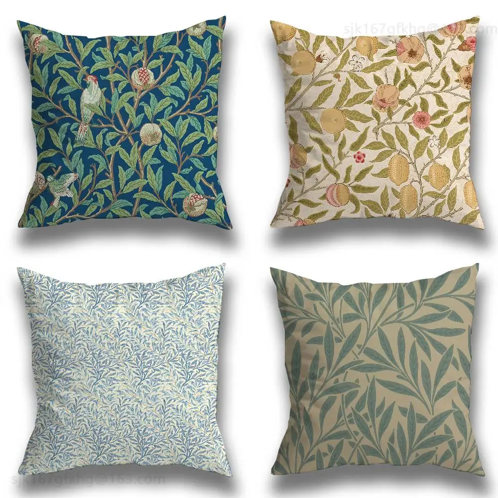 

William Morris Pillow Case Anti-dustmite Pillowcase Invisible zipper silky short plush Sofa cushion cover