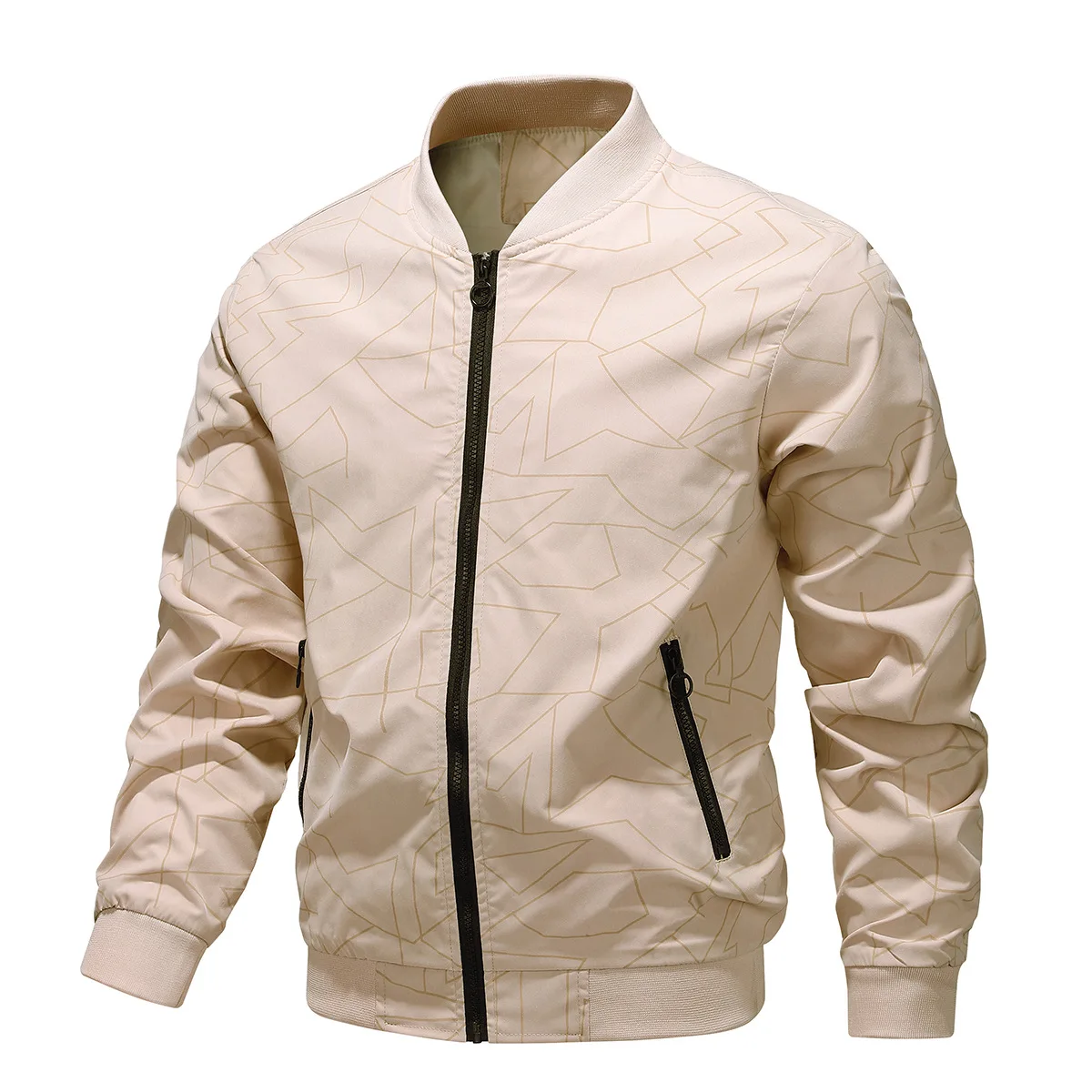 

2024 Spring and Autumn New Baseball Collar Short Loose Solid Color Jacket Men's Business Casual Thin Coat Trend