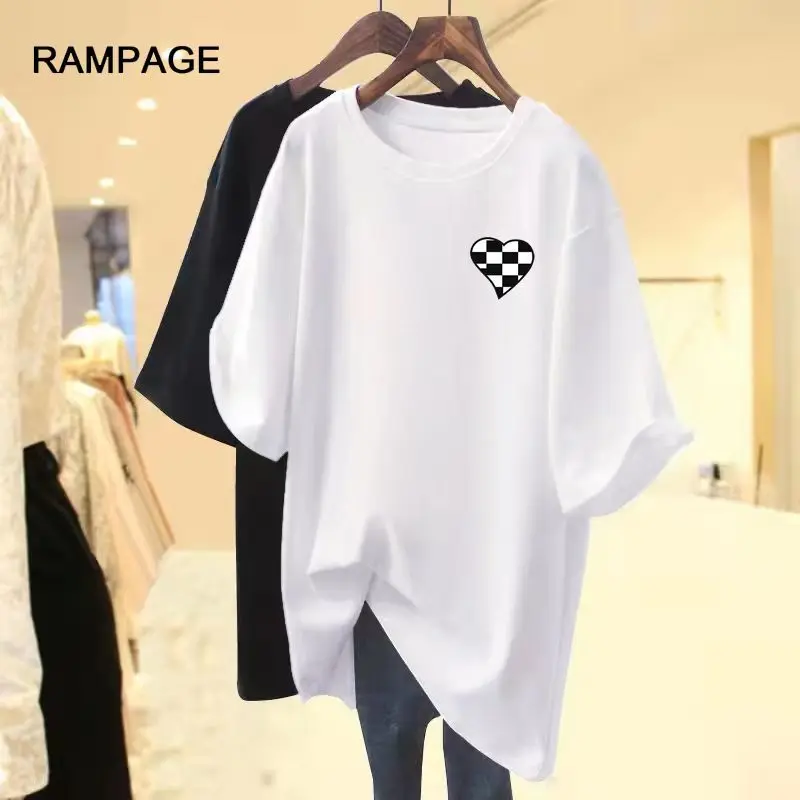 

Women Clothing Chic Printed Short Sleeve T-shirt Summer Casual Loose O-neck Pullover Basics All Cotton 6XL Pullovers