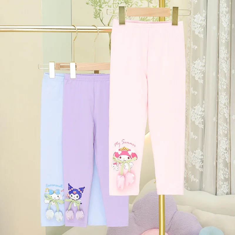 

Cute Sanrio Cinnamoroll Kids Pants Kuromi Kt Cat My Melody Frozen Print Cotton Leggings Spring Autumn Pajamas Children Clothes