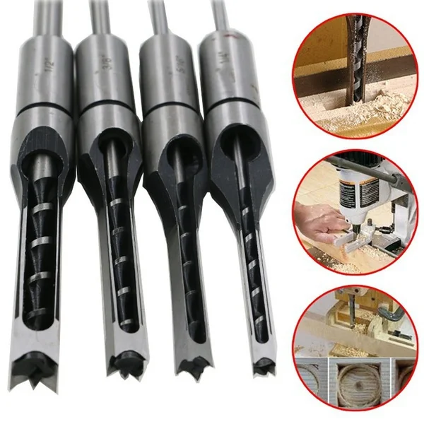 New 6.4/8/9.5/12.7mm Woodworking Square Hole Drill Bit Square Punching Bit Spirals  Slot Chisel Woodworking Tool Punching Bit