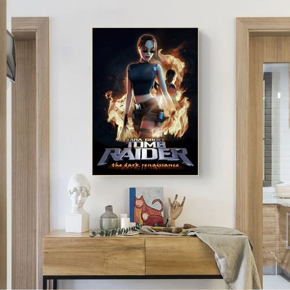 Póster de película clásica Lara Croft Tomb Raider Family, Papel Kraft Club Bar, póster Vintage, arte de pared, pintura, dormitorio, pegatinas de