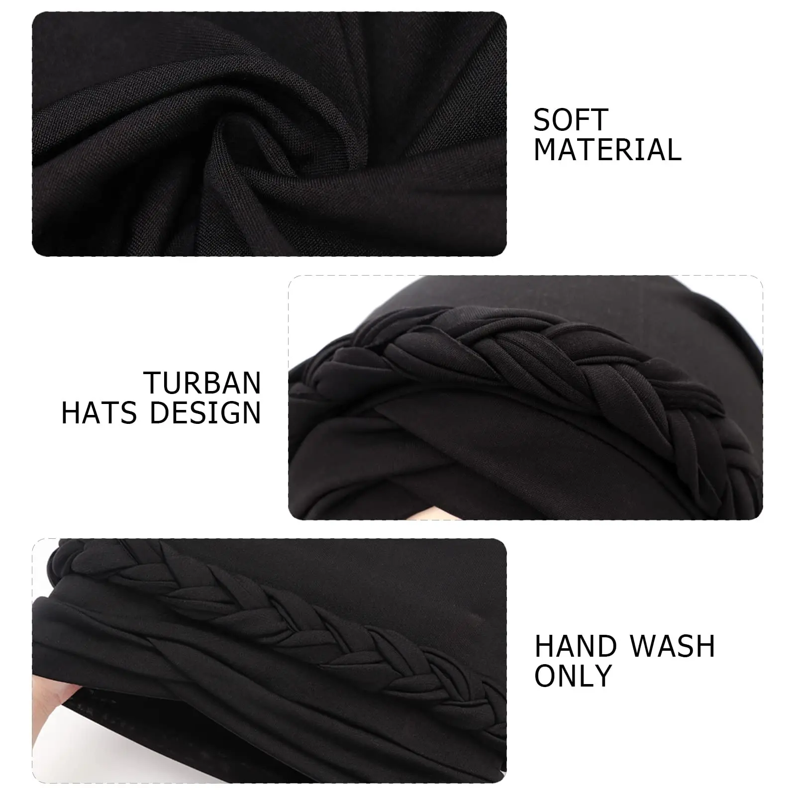 Muslim Hijab Turban Pre-Tied Twisted Hat Thread African Head Wraps for Black Women Chemo Cancer Cap Braid Hair Cover