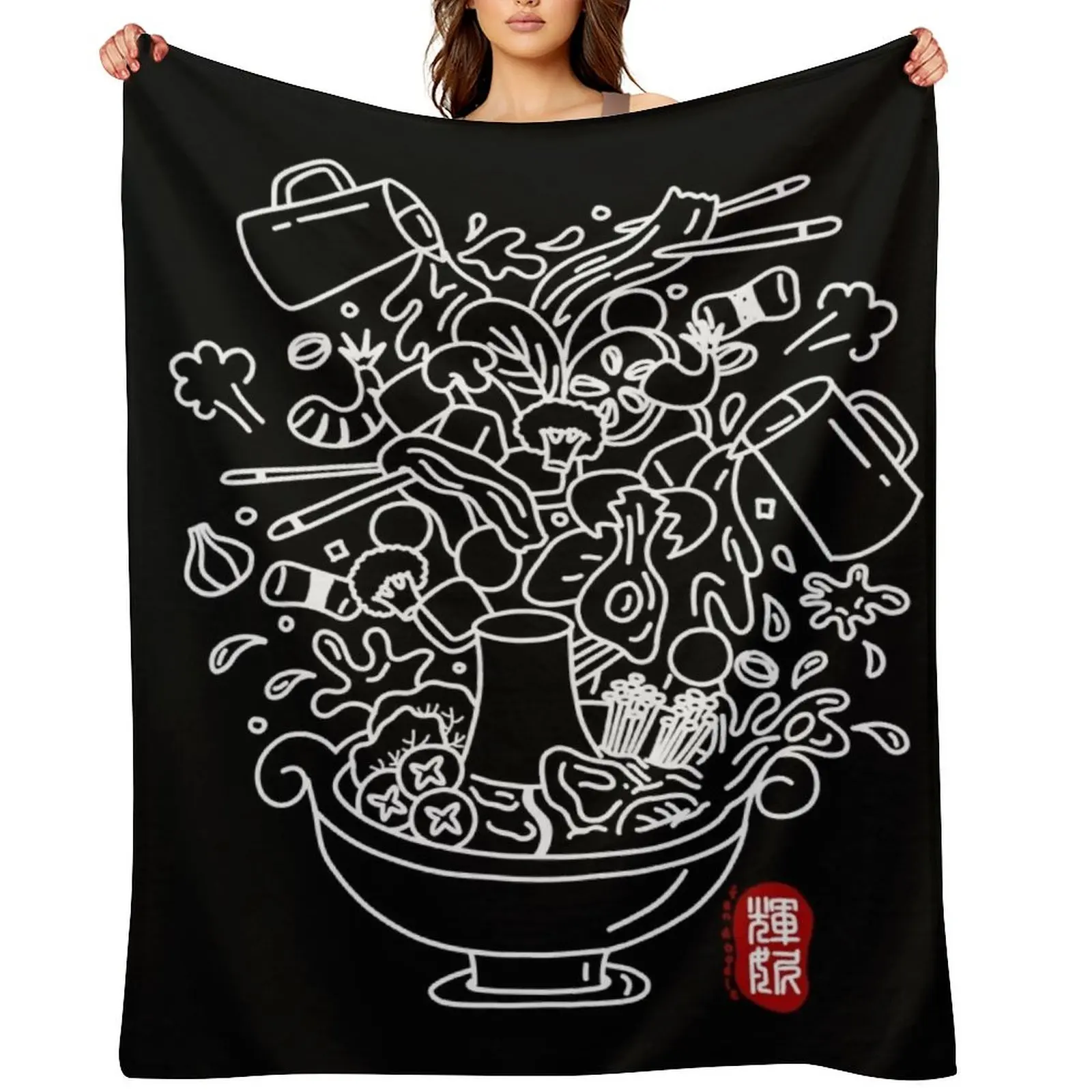 Manta (blanca) para Hot Pot, Suave y Linda, con Diseño de Anime Vintage