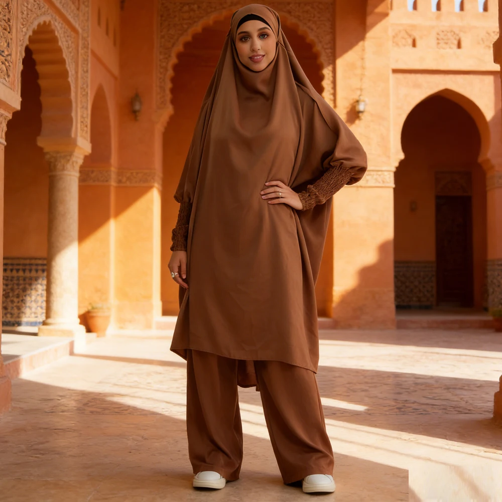 

Eid Khimar Hooded Muslim Women Prayer Garment Dress Set 2 Piece Harem Pants Khimar Robe Ramadan Gown Abayas Islam Niqab Djellaba