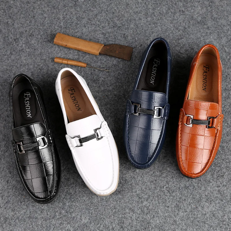 Men Casual Shoes 's Leather  Solid Color Cowhide Round Shape Breathable Wearable Light   Loafers