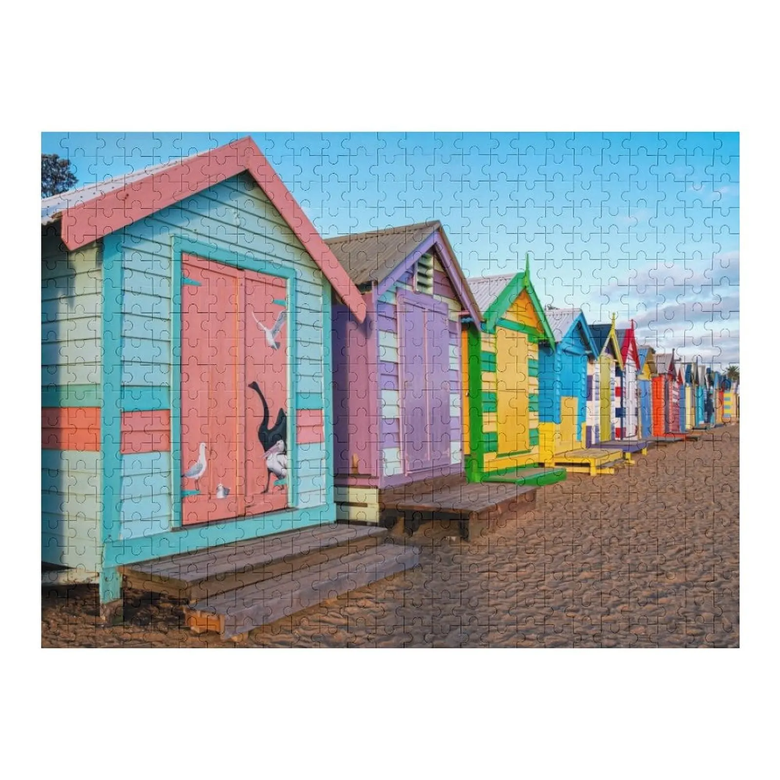 

Красочные Brighton Beach Huts Пазл с животными Персонализированные детские подарки Персонализированные игрушки-головоломки
