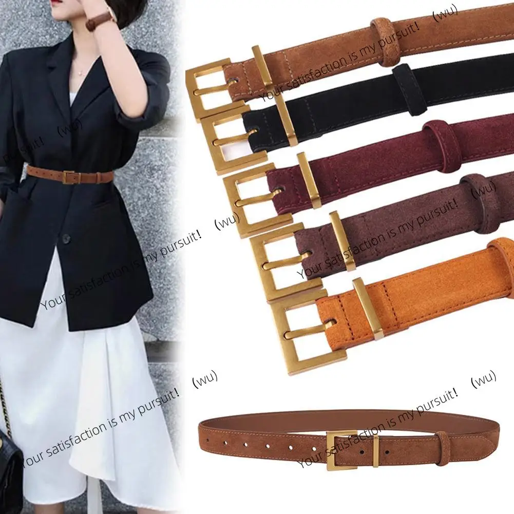 

Women Belt Suede Cowhide Genuine Leather Belt 2.8cm Wide Fashion Belts With Metal Buckle Matched For Jeans Dresses Waistband