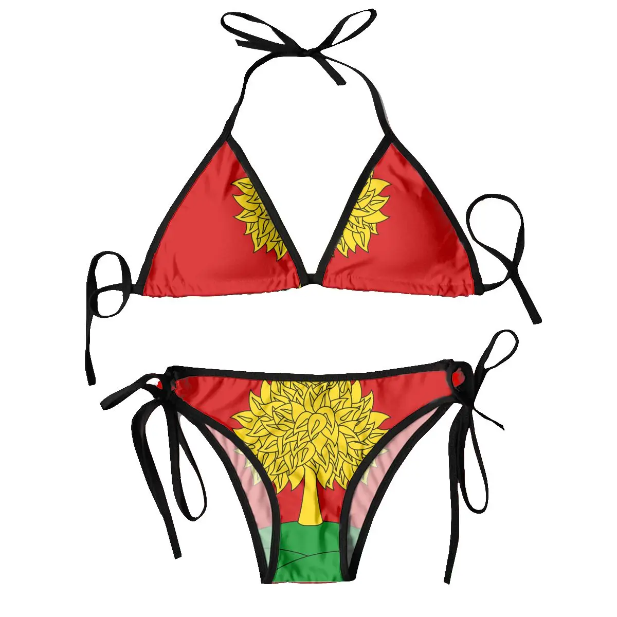 Vrouwen Sexy Bikini Set Bh Halter Thong Badpak Strandkleding Baden Lipetsk Oblast Vlag