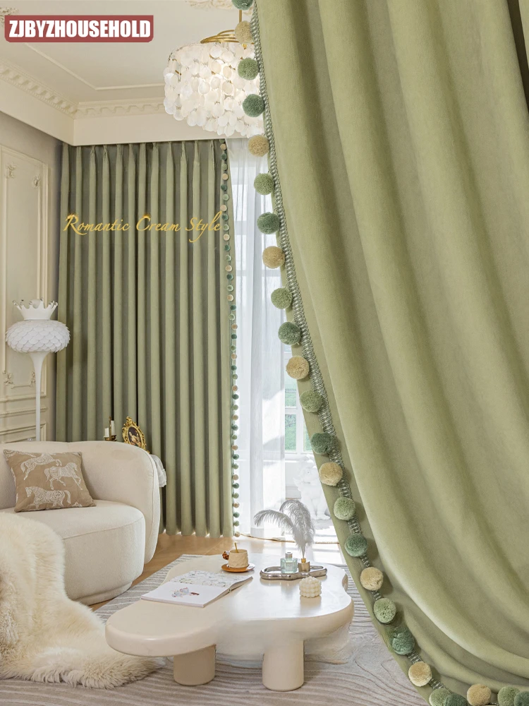 

New Children's Room Chenille Curtains Blackout Thickening Bedroom Boys Girls Princess Room Bay Window Floor-to-ceiling Windows