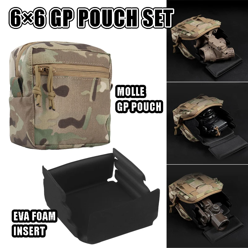 

Набор тактических чехлов Molle 6x6 GP со вставкой из пенопласта EVA, чехол для страйкбольного гаджета EDC для масок NVG, очков, камеры, охотничьего инструмента