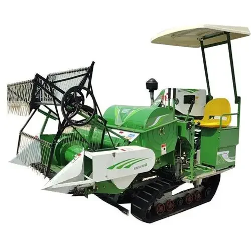 Harvesting threshing bagging machine, crawler miniature mountain rice wheat harvester, rice harvesting threshing machine