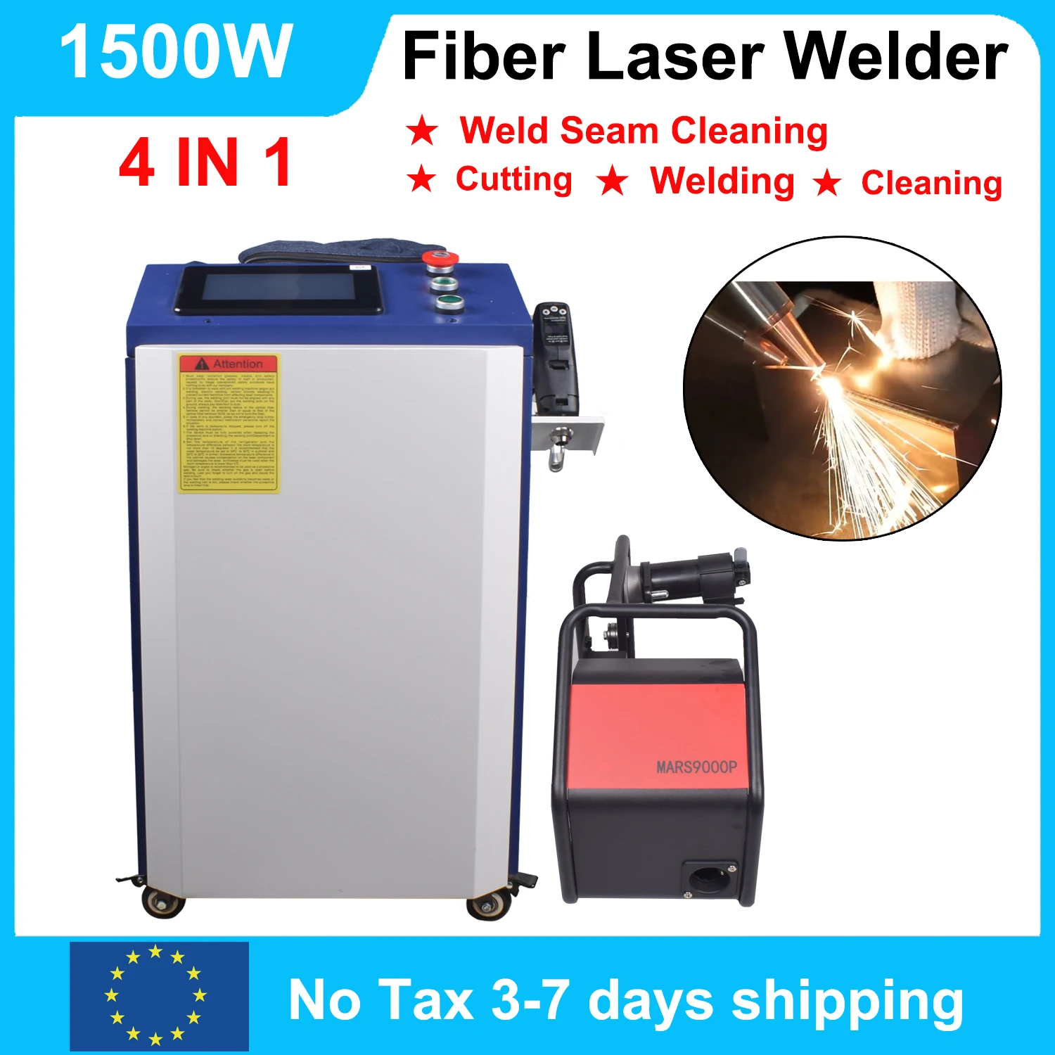 1500W Fiber Laser Welding Machine 4 in 1 Laser Welding Cleaning Cutting Soldering Machine Handheld Laser Welder for All Metal