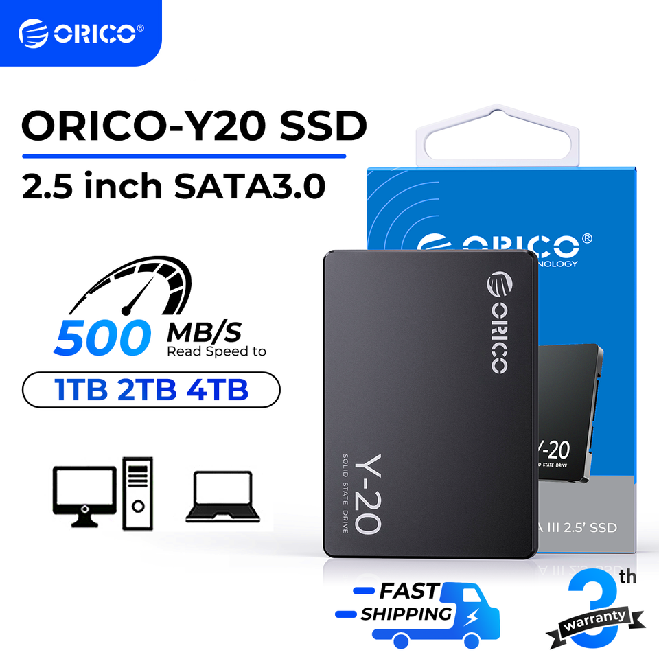 ORICO SATA III SSD 2.5” Internal Solid State Drive 3D NAND 512GB 1TB 2TB 4TB UP to 550MB/s for Upgrade PC Laptop Desktops Y20