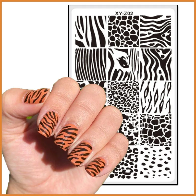 1 Sheet  Stainless Steel Cartoon Animal Nail Tiger Snake Pattern Nail Art Stamping Plates For Manicure Tools 1pc 6*12cm &&