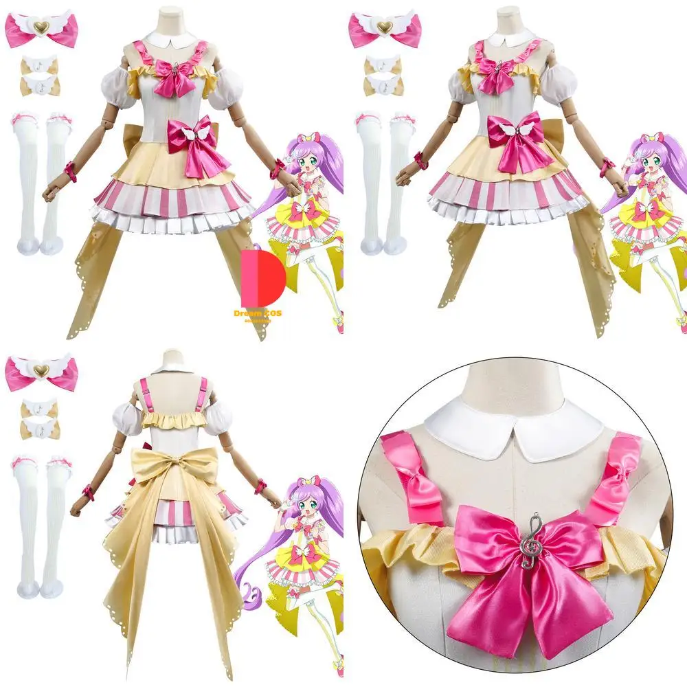 

Popular Anime Cosplay Costume Cute Lolita Pink Dress for Ladies Manaka Laala Wig Role Playing Halloween Party Comic Con Outfit