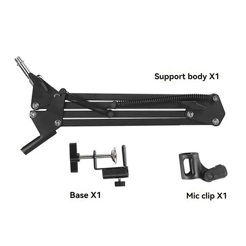 Desktop Microphone Stand Adjustable Microphone Stand With F-Clamp, Suitable For 1.75In Diameter Mics