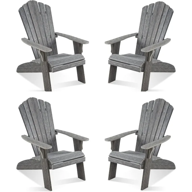 Chair Set of 4, Outdoor Oversized Patio Chair Poly Lumber Weather Resistant & Durable Fire Pits Chair for Poolside