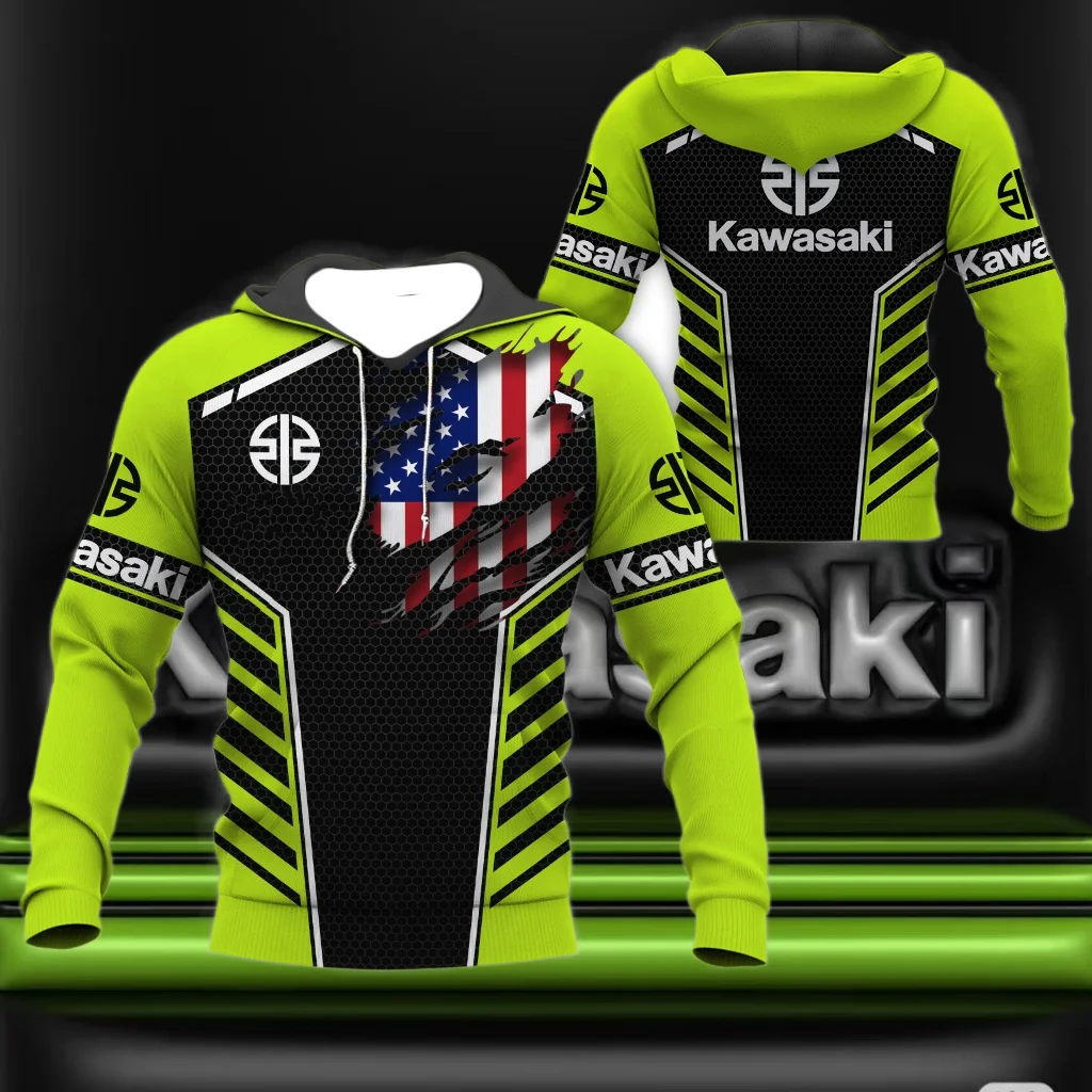

2025 New 3D Printed Autumn/Winter Off Road Motorcycle Hoodie Kawasaki Ninja Motorcycle Extreme Sports Adventure Men's Hoodie Fas