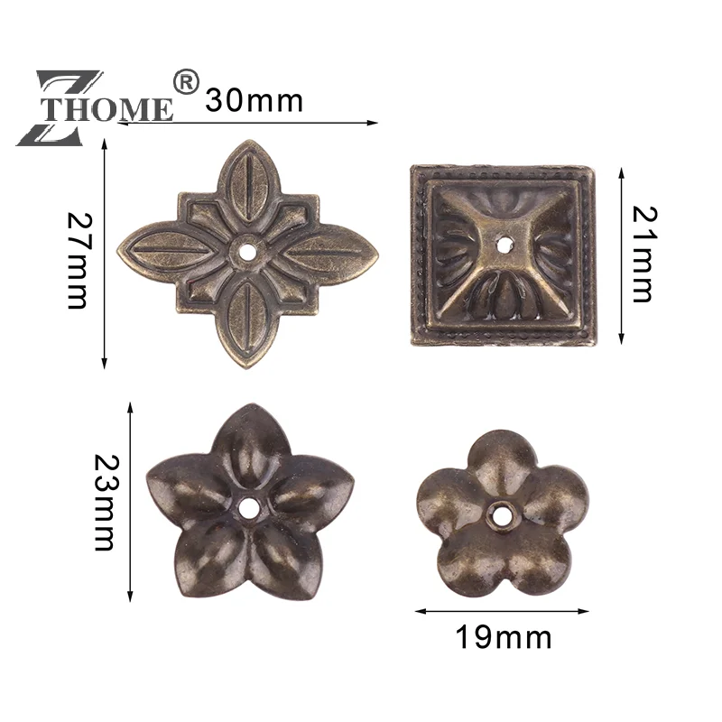 Caja de madera de 10 Uds., tapicería decorativa de latón antiguo para joyería, cofre, regalo, caja de vino, protectores, Hardware