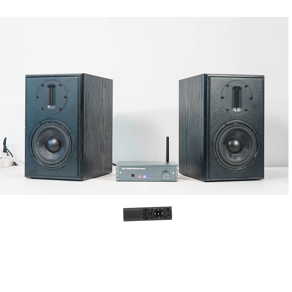 

Samtonic 5.25inch Carbon Fiber HiFi Bookshelf Speaker Stereo Wooden Bookshelf Speaker For Home Audio with amplifier kit set