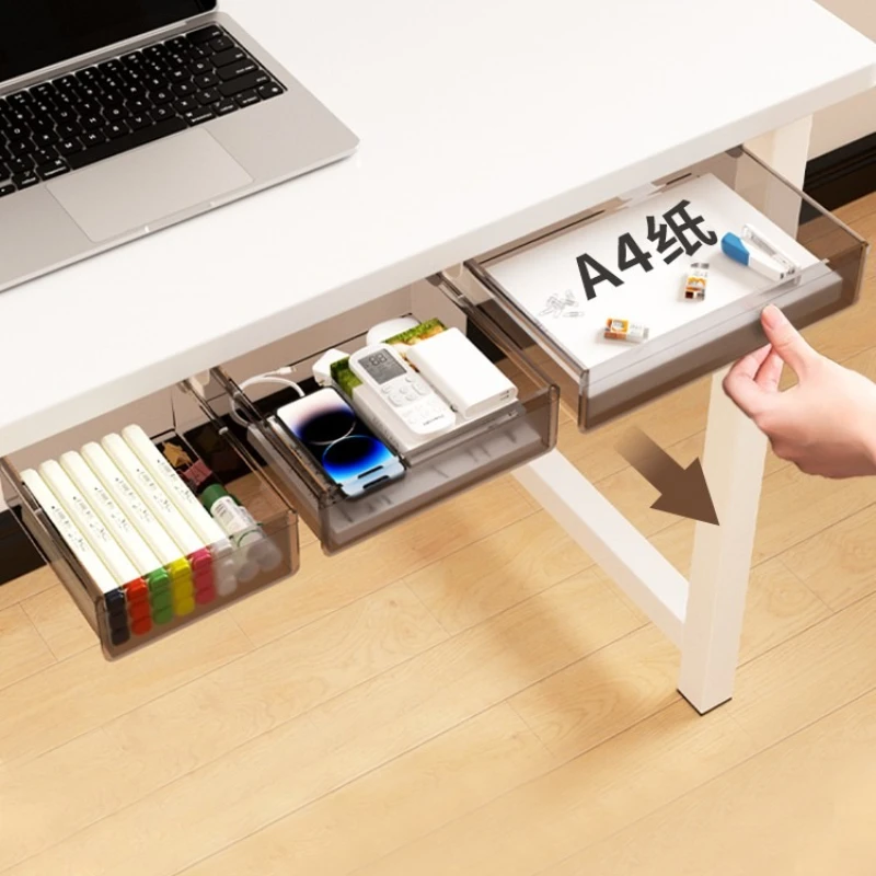 

Thickened Under-Desk Drawer Storage Box, Hidden Organizer for Office and Dorm, Large Desk Storage Box for Miscellaneous