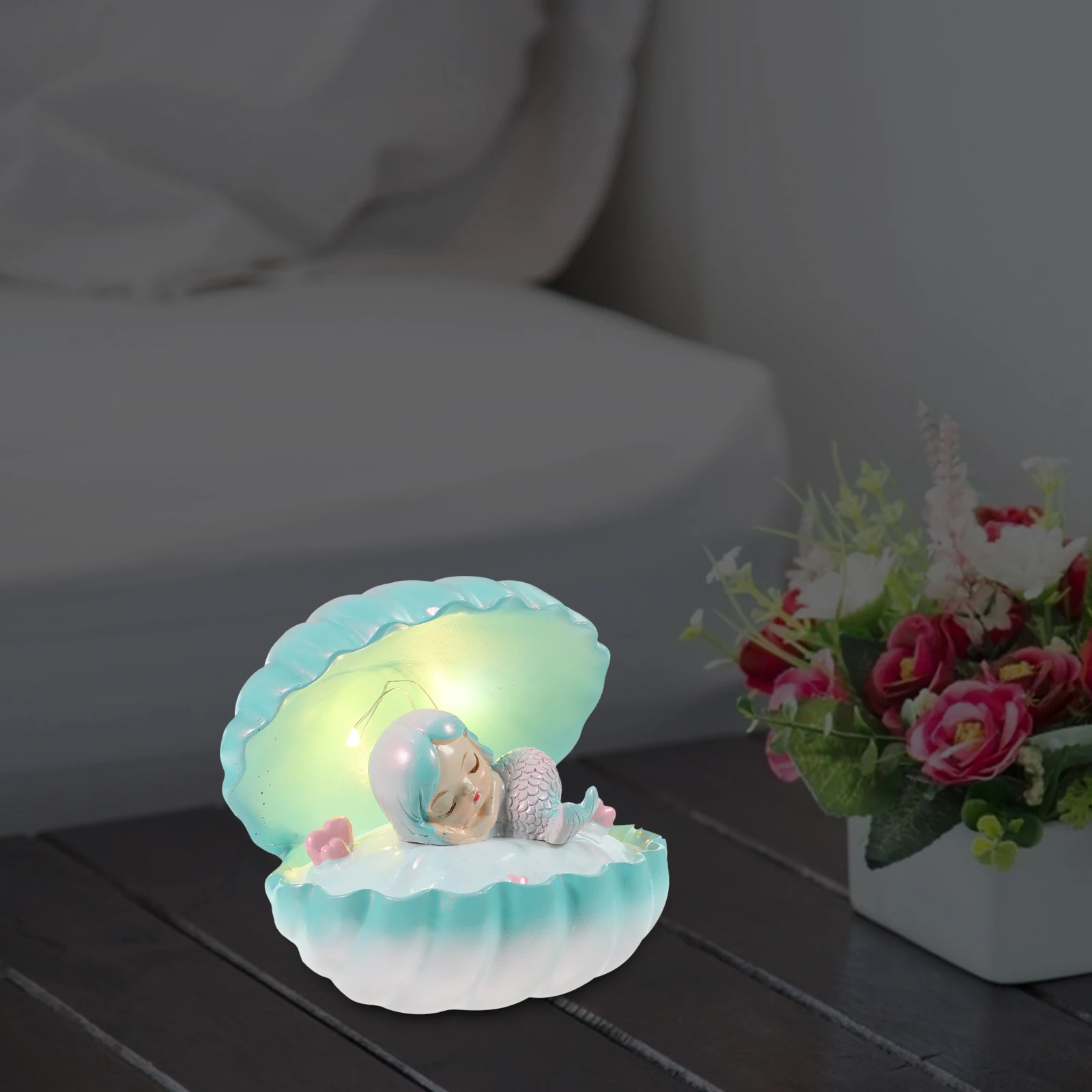 

1pcs Led Night Night Lamp Bedroom Mermaid Shell Decorative Lamp Warm Atmosphere Bedside Light Room Decoration Light