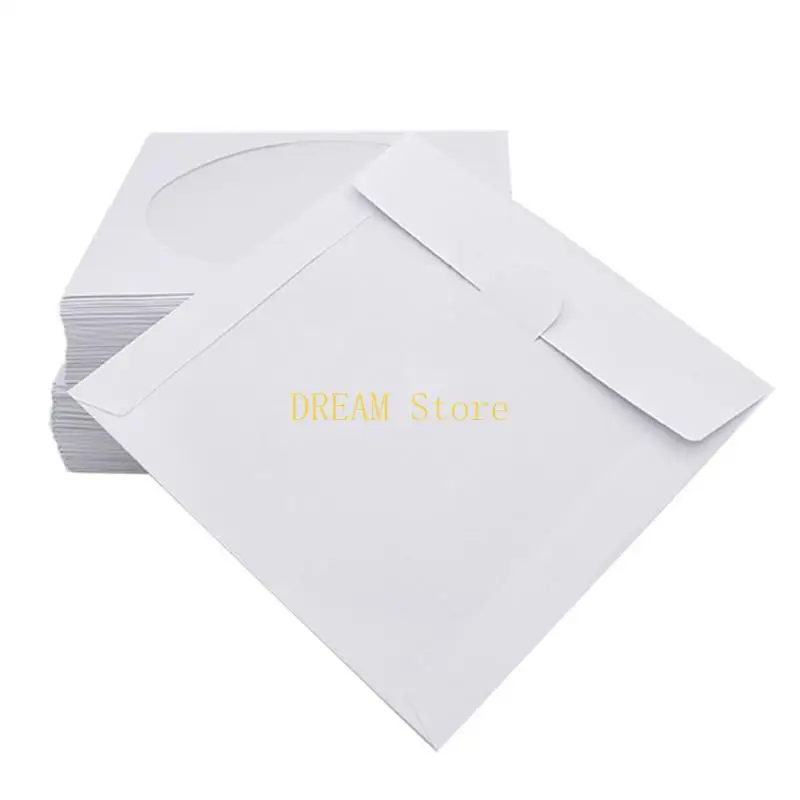 100Pcs Premium Thick White Paper Sleeves Envelope with Window Cut Out Flap for Disc Blu-ray Media Storage Paper Bag best sale