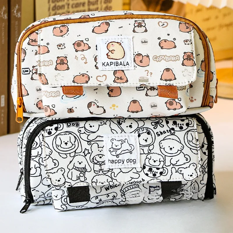 Piglet Printing Pen Case with Large Capacity Organizer Storage Bag for Stationery Supplies Bag Organizer